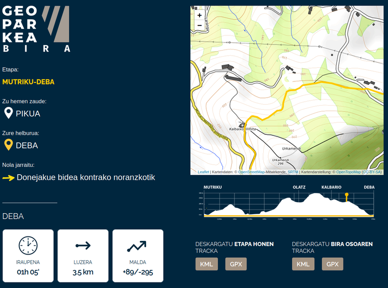 Geoparkea. Ibilbideko puntu baten informazio fitxa